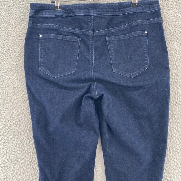 Chicos Jeans Womens 1.5 US 10 Blue Dark Wash Denim Girlfriend Slim Ankle Pull On - Picture 4 of 11